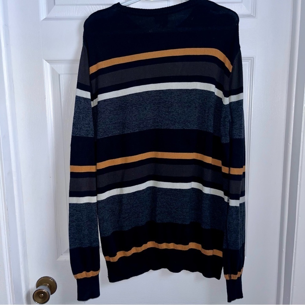 Element Sweater Pull Large Men striped long sleeve black preppy winter crew neck - Picture 4 of 5